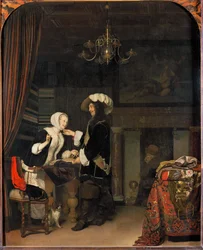 Kavalír v drapérii (malba na dubovém dřevě)