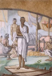 Vinař a obchodník z knihy „Hinduisté nebo popis jejich způsobů, kostýmů a obřadů“, kolem 1808-12 (barevný lept)