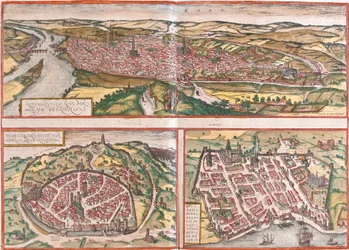 Pohled na Rouen (Rotomagus), Nimes (Nemausus) a Bordeaux (Burdigala), Francie (lept