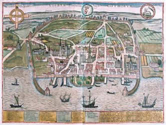 Visby, Gotland Isle, Švédsko (rytina