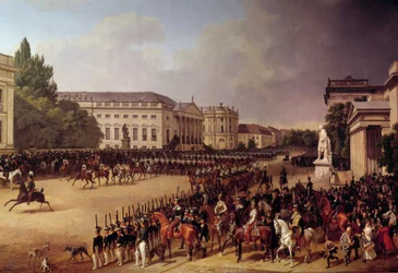 Vojenská přehlídka Opera náměstí v Berlíně Obraz Franze Krugera (1797-1857) 1822 Ne. 2,49 X 3,74 m Berlín, Národní galerie