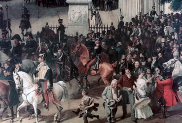 Průvod na Opera Place, Berlín, detail, c1817-1857