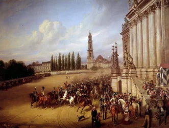 Průvod v Postdamu. Obraz Franze Krugera (1797-1857) ec all.