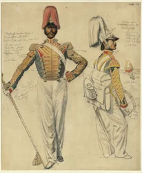 Tambormajor Vasilij Kosarev, plukovní bubeník Kuzma Krasilnikov