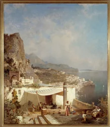 Neapolský záliv. Obraz Franze Richarda Unterbergera (1838-1902) Ec. Bel.