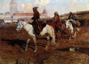 Na východě (V Orientu). Obraz Franze Roubauda (1856-1928). Olej na dřevě, 67,5 x 49 cm
