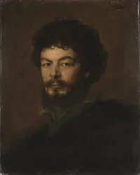 Portrét architekta a sochaře Lorenze Gedona (1844-1883), od Lenbach, Franz, von (1836-1904). Olej na kartonu. Rozměr: 59 x 47 cm. Národní muzeum Stockholm