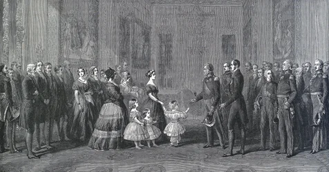 Anglická královna Viktorie (1819-1901) přijímá Ludvíka Filipa I. (Louis Philippe d