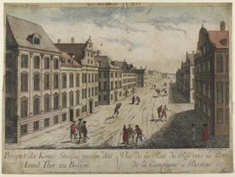 Pohled na Rue du Roi - Boston (1776)