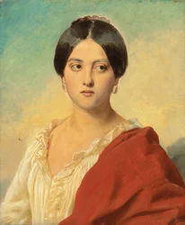 Portrét italské dívky, poloviční délka, kolem roku 1834