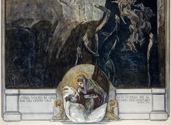 Rakousko, Vídeň, Ilustrace Božské komedie Danteho Alighieriho (Peklo, Píseň XXIV) od Franze von Bayros, detail
