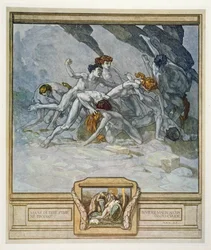 Ilustrace z Dantovy Božské komedie, Inferno, Canto XXX: 22, 1921.