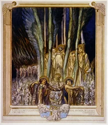 Ilustrace z Dantovy Božské komedie, Očistec, Canto XXX: 10, 1921 (wc na papíře)