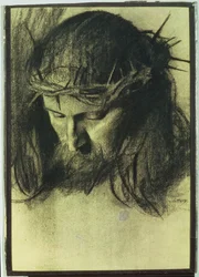 Hlava Krista, kolem roku 1890 (uhlí a křída)