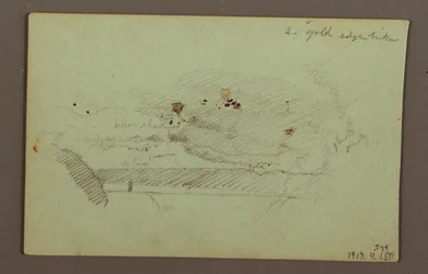 Kresba, Americké vodopády pod zamračenou oblohou, řeka Niagara, pravděpodobně 1856