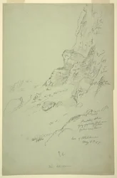 Kresba, základna kopce západně od Suk Wadi, Barada, 4. května 1868
