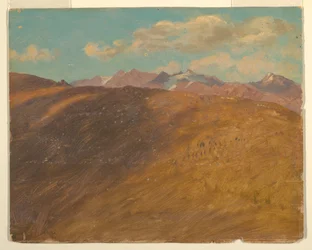Kresba, Bavorské nebo Švýcarské Alpy, 1868