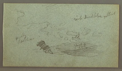 Kresba, Mraky nad pohořím, nízké slunce, pravděpodobně 1874