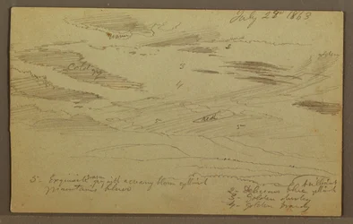 Kresba, Oblačná obloha nad údolím, červenec 1863