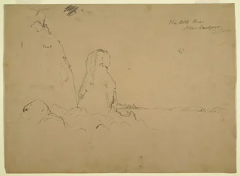 Kresba, Pobřeží s "The Old Friar Neaer Eastport", asi 1851