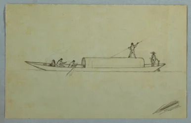 Kresba, Krytá kánoe, pravděpodobně Jižní Amerika, 1853 nebo 1857