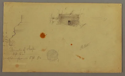 Kresba, Dům s kupolí, Dům se schodištěm, únor, pravděpodobně 1868