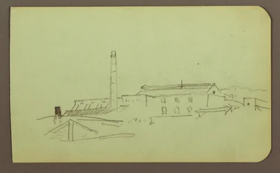 Kresba, továrna; Verso: Postavy, 1883