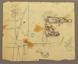 Kresba, figurální náčrty; Verso: knihovna, 1853