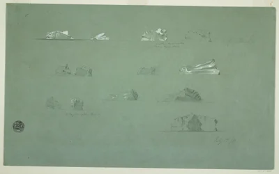 Kresba, plovoucí ledovce, 1. července 1859