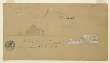 Kresba, plovoucí ledovce, 2. července 1859