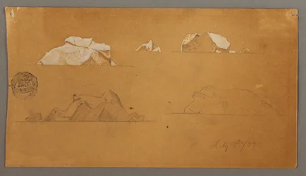 Kresba, plovoucí ledovce, 5. července 1859