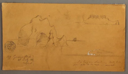 Kresba, plovoucí ledovce, pravděpodobně 1859