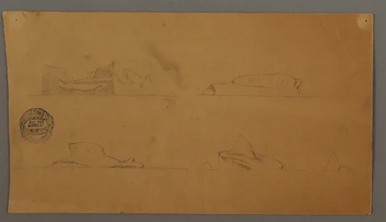 Kresba, plovoucí ledovce, pravděpodobně 1859