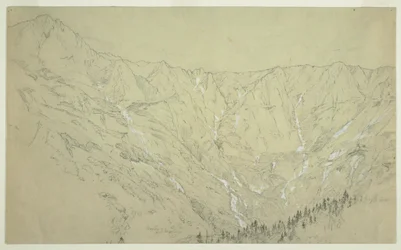 Kresba, Velká pánev, hora Katahdin, asi 1877