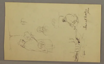 Kresba, Židé u Zdi nářků, Jeruzalém, duben 1868