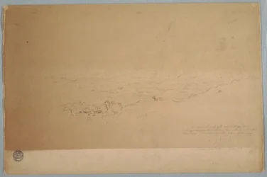 Kresba, Krajina poblíž Melgaru, Kolumbie, červenec 1853
