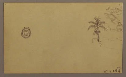 Kresba, krajina; Verso: strom v krajině, obloha, květen-srpen 1865