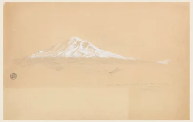 Kresba, Hora Chimborazo z domu staršího Pabla Bustamanteho, Riobamba, Ekvádor, 14. července 1857