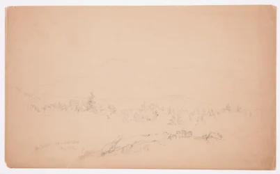 Kresba, "Mount Katahdin od západu" [Pohled na západ k hoře Katahdin], srpen 1852
