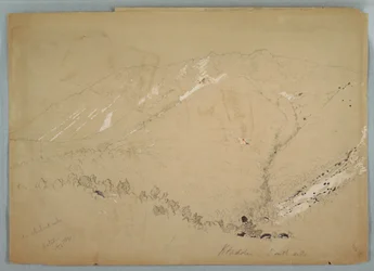 Kresba, Mount Katahdin, pohled od jihu, srpen 1852
