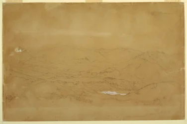 Kresba, Horská krajina poblíž Guanojo a Guaranda, Ekvádor, 10. června 1857