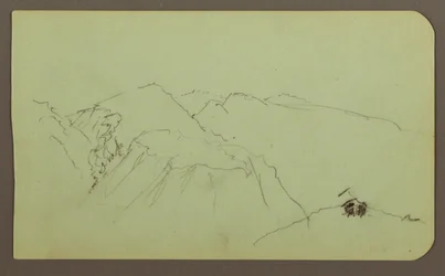 Kresba, Horská krajina; Verso: Krajina, 1883