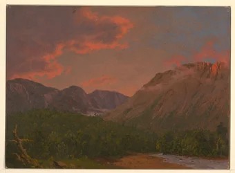 Kresba, Horská krajina při západu slunce, 1865