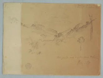 Kresba, Horská krajina u Jorje, Ekvádor, 23. července 1857