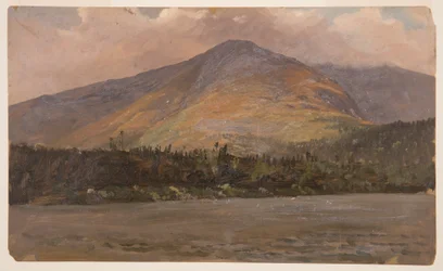 Kresba, Hora Katadhin, zobrazení Pomoly a Velké pánve od rybníka Sandy Bottom, asi 1877