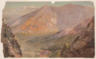 Kresba, Mt. Katahdin, Velká kotlina z hory South Turner, 1877