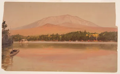 Kresba, hora Katahdin od rybníka Togue, 1875-80
