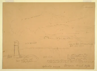 Kresba, Niagarské vodopády, Terrapin Point, 20. března 1856