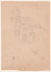 Kresba, Ruiny kostela svatého Jiří, Lydda [dnešní Lod], 7. února 1868