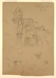 Kresba, Ruiny kostela svatého Jiří, Lydda [dnešní Lod], 7. února 1868